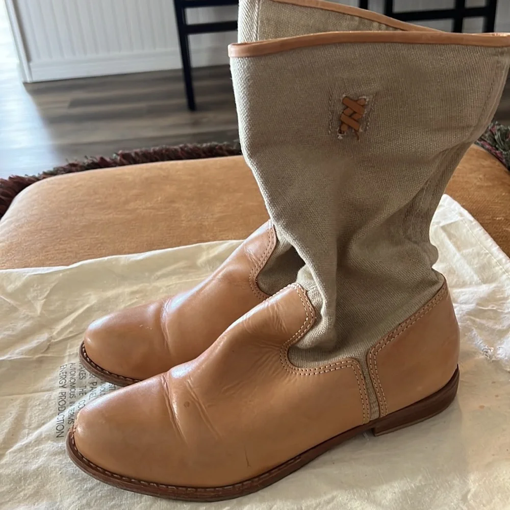 AGL Boots with leather sole and a canvas top!